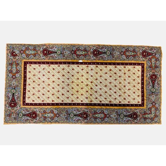 Marat Avignon Made In France Quilted Table Runner Yellow & Red Paisley 39” x 20” - Picture 1 of 6